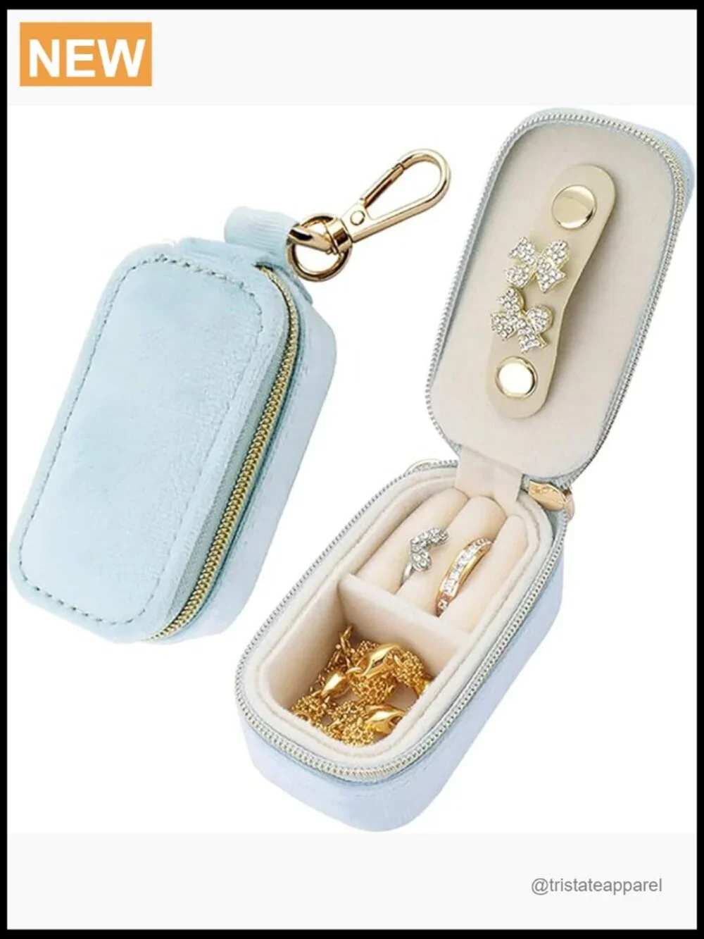 Mini Velvet Travel Jewelry Case - 2-in-1 Ring Holder Keychain for Women,
